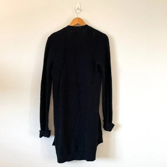 Abercrombie & Fitch BLACK Long Open Front Pocket Knit Cardigan Size Medium - Picture 4 of 7